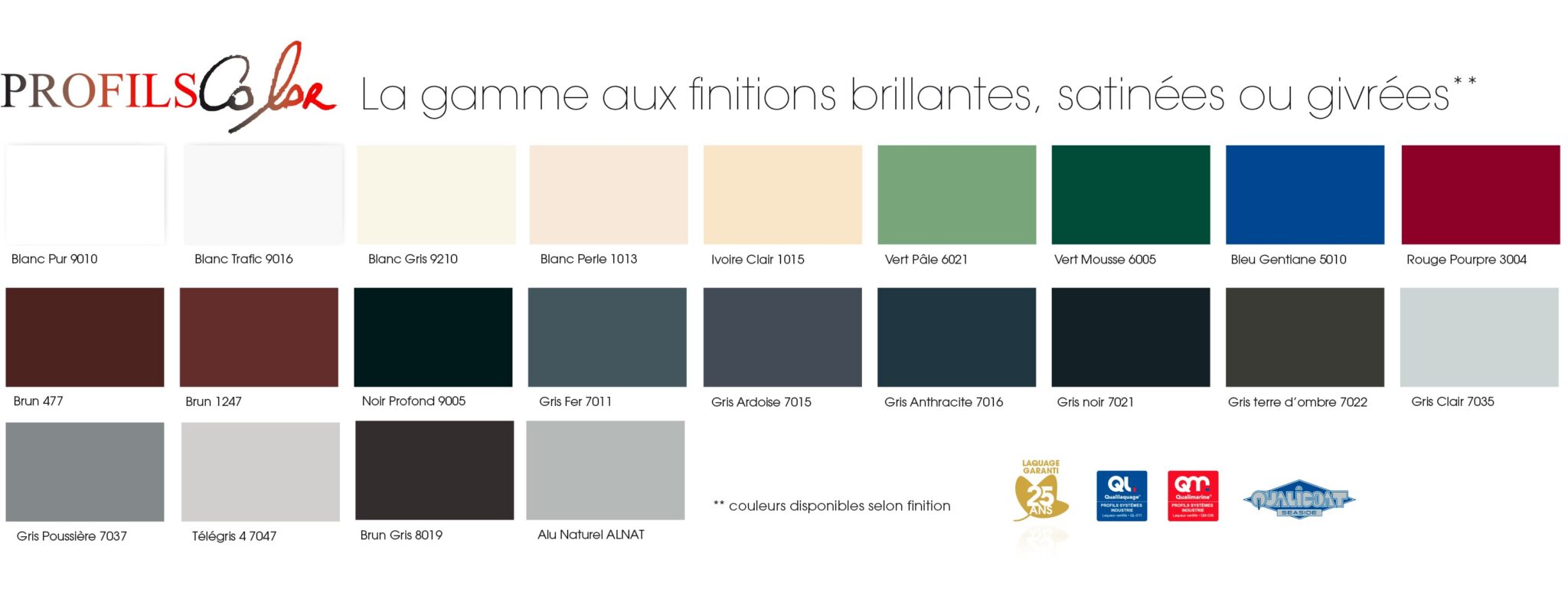 Nuancier de couleurs profils