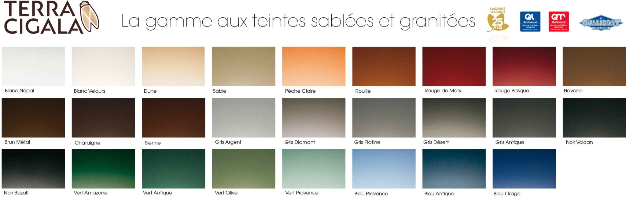 Nuancier de couleurs terra cigala