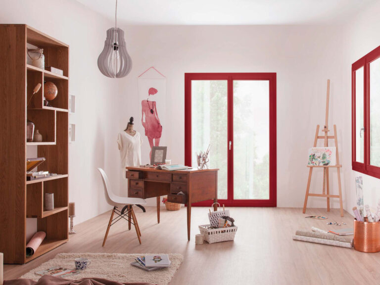 Porte fenêtre pvc rouge