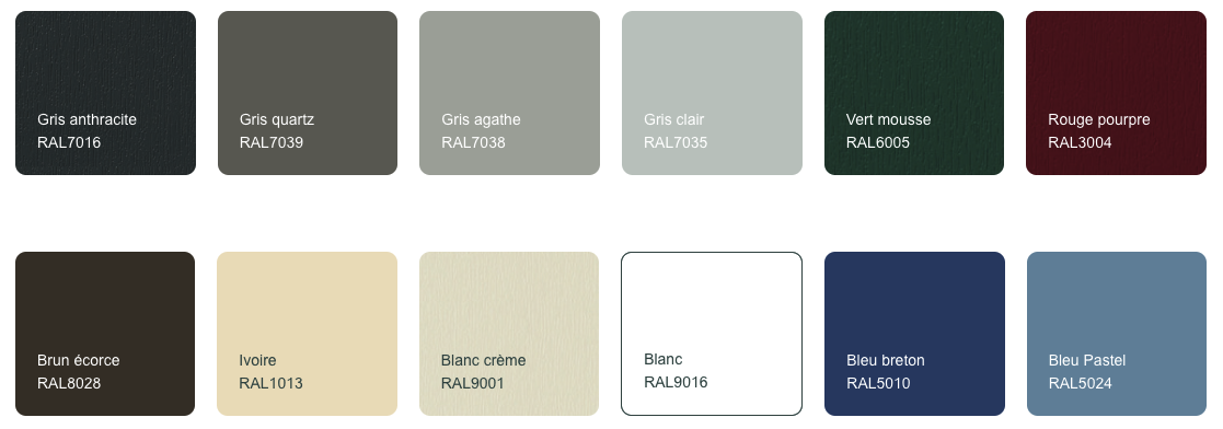 Palette de couleurs Hp fermetures